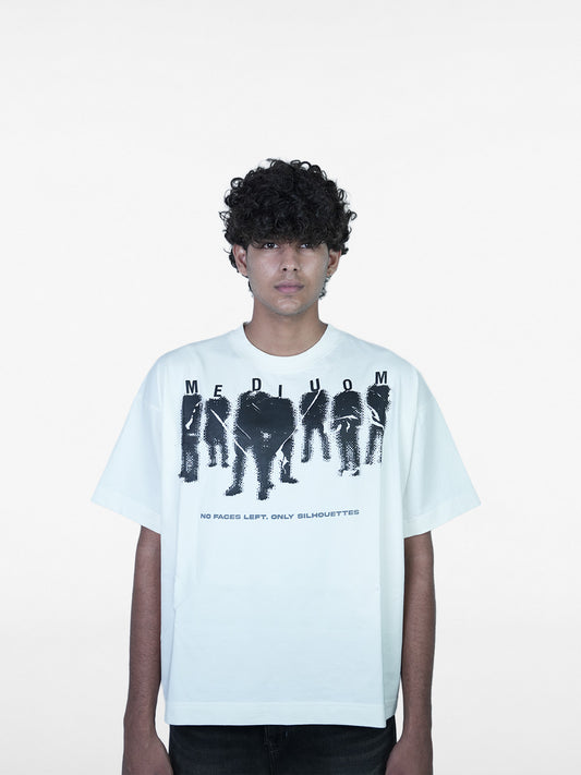 No Face Half White T-Shirt